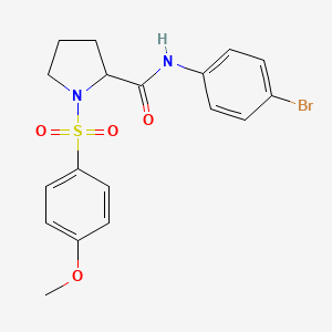 molecular formula C18H19BrN2O4S B4089306 N-(4-bromophenyl)-1-(4-methoxyphenyl)sulfonylpyrrolidine-2-carboxamide 