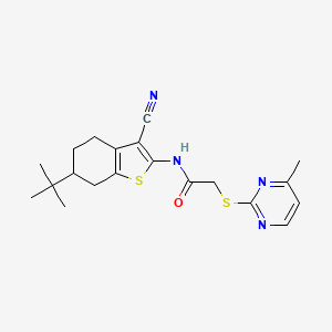 molecular formula C20H24N4OS2 B4089329 N-(6-tert-butyl-3-cyano-4,5,6,7-tetrahydro-1-benzothien-2-yl)-2-[(4-methyl-2-pyrimidinyl)thio]acetamide 