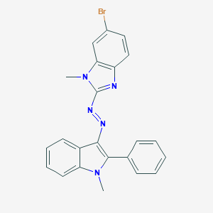molecular formula C23H18BrN5 B408937 6-bromo-1-methyl-2-[(1-methyl-2-phenyl-1H-indol-3-yl)diazenyl]-1H-benzimidazole 