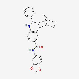 molecular formula C28H26N2O3 B4089377 N-(1,3-benzodioxol-5-yl)-10-phenyl-9-azatetracyclo[10.2.1.02,11.03,8]pentadeca-3(8),4,6-triene-5-carboxamide 