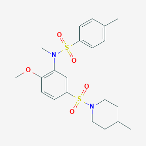 molecular formula C21H28N2O5S2 B4089386 N-[2-methoxy-5-(4-methylpiperidin-1-yl)sulfonylphenyl]-N,4-dimethylbenzenesulfonamide 