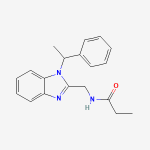 molecular formula C19H21N3O B4089398 N-{[1-(1-PHENYLETHYL)-1H-1,3-BENZODIAZOL-2-YL]METHYL}PROPANAMIDE 