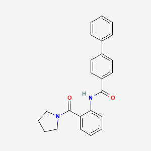 molecular formula C24H22N2O2 B4089437 N-[2-(1-pyrrolidinylcarbonyl)phenyl]-4-biphenylcarboxamide 