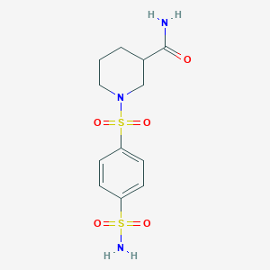 molecular formula C12H17N3O5S2 B4089456 1-(4-Sulfamoylphenyl)sulfonylpiperidine-3-carboxamide 