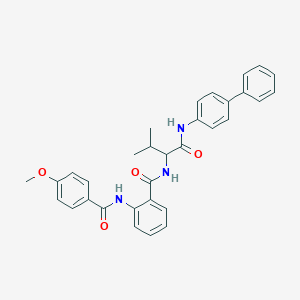 molecular formula C32H31N3O4 B408946 N-[1-(4-Biphenylylamino)-3-methyl-1-oxo-2-butanyl]-2-[(4-methoxybenzoyl)amino]benzamide CAS No. 345244-52-2