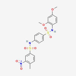 molecular formula C21H21N3O8S2 B4089465 N-(4-{[(2,4-dimethoxyphenyl)amino]sulfonyl}phenyl)-4-methyl-3-nitrobenzenesulfonamide 