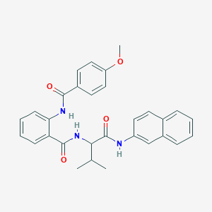 2-[(4-methoxybenzoyl)amino]-N-[3-methyl-1-(naphthalen-2-ylamino)-1-oxobutan-2-yl]benzamide