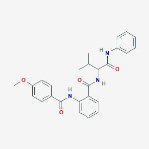 molecular formula C26H27N3O4 B408948 N-(1-anilino-3-methyl-1-oxobutan-2-yl)-2-[(4-methoxybenzoyl)amino]benzamide CAS No. 345237-92-5