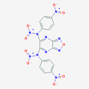 molecular formula C16H8N10O9 B408952 5,6-Bis(2-hydroxy-1-{4-nitrophenyl}-2-oxidohydrazino)[1,2,5]oxadiazolo[3,4-b]pyrazine 