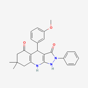 molecular formula C25H25N3O3 B4089538 3-hydroxy-4-(3-methoxyphenyl)-7,7-dimethyl-2-phenyl-2,4,6,7,8,9-hexahydro-5H-pyrazolo[3,4-b]quinolin-5-one 