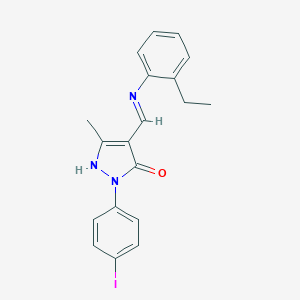 molecular formula C19H18IN3O B408959 4-[(2-ethylanilino)methylene]-2-(4-iodophenyl)-5-methyl-2,4-dihydro-3H-pyrazol-3-one 