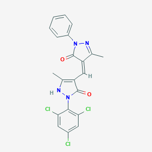 molecular formula C21H15Cl3N4O2 B408960 4-[(5-hydroxy-3-methyl-1-phenyl-1H-pyrazol-4-yl)methylene]-5-methyl-2-(2,4,6-trichlorophenyl)-2,4-dihydro-3H-pyrazol-3-one 