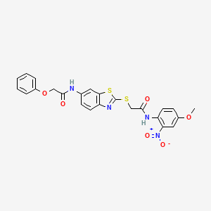 N-[2-[2-(4-methoxy-2-nitroanilino)-2-oxoethyl]sulfanyl-1,3-benzothiazol-6-yl]-2-phenoxyacetamide