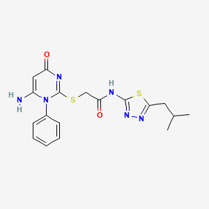 2-[(6-amino-4-oxo-1-phenyl-1,4-dihydropyrimidin-2-yl)sulfanyl]-N-[5-(2-methylpropyl)-1,3,4-thiadiazol-2-yl]acetamide