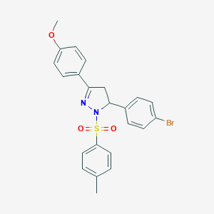molecular formula C23H21BrN2O3S B408967 5-(4-bromophenyl)-3-(4-methoxyphenyl)-1-[(4-methylphenyl)sulfonyl]-4,5-dihydro-1H-pyrazole 