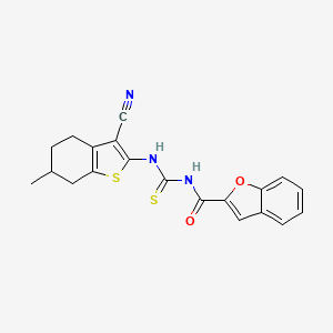 molecular formula C20H17N3O2S2 B4089683 N-{[(3-cyano-6-methyl-4,5,6,7-tetrahydro-1-benzothien-2-yl)amino]carbonothioyl}-1-benzofuran-2-carboxamide 