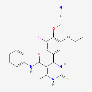 molecular formula C22H21IN4O3S B4089694 4-[4-(cyanomethoxy)-3-ethoxy-5-iodophenyl]-6-methyl-N-phenyl-2-thioxo-1,2,3,4-tetrahydro-5-pyrimidinecarboxamide 