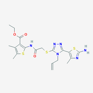 molecular formula C20H24N6O3S3 B4089705 ethyl 2-[({[4-allyl-5-(2-amino-4-methyl-1,3-thiazol-5-yl)-4H-1,2,4-triazol-3-yl]thio}acetyl)amino]-4,5-dimethyl-3-thiophenecarboxylate 