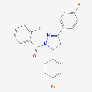 molecular formula C22H15Br2ClN2O B408977 [3,5-Bis-(4-bromo-phenyl)-4,5-dihydro-pyrazol-1-yl]-(2-chloro-phenyl)-methanone 