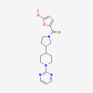 molecular formula C19H24N4O3 B4089775 2-{4-[1-(5-methoxy-2-furoyl)-3-pyrrolidinyl]-1-piperidinyl}pyrimidine 