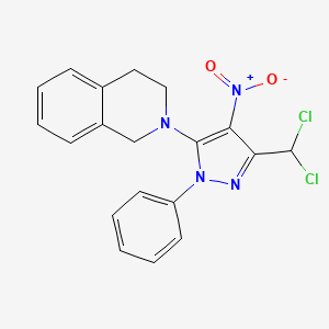 molecular formula C19H16Cl2N4O2 B4089776 2-[3-(dichloromethyl)-4-nitro-1-phenyl-1H-pyrazol-5-yl]-1,2,3,4-tetrahydroisoquinoline 