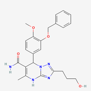 molecular formula C24H27N5O4 B4089784 7-[3-(benzyloxy)-4-methoxyphenyl]-2-(3-hydroxypropyl)-5-methyl-4,7-dihydro[1,2,4]triazolo[1,5-a]pyrimidine-6-carboxamide 