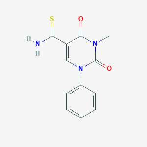 molecular formula C12H11N3O2S B040898 3-Methyl-2,4-dioxo-1-phenyl-1,2,3,4-tetrahydropyrimidine-5-carbothioamide CAS No. 125187-18-0