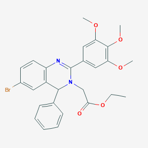 molecular formula C27H27BrN2O5 B408980 乙酸[6-溴-4-苯基-2-(3,4,5-三甲氧基苯基)喹唑啉-3(4H)-基]酯 CAS No. 353253-21-1