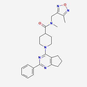 molecular formula C24H28N6O2 B4089839 N-methyl-N-[(4-methyl-1,2,5-oxadiazol-3-yl)methyl]-1-(2-phenyl-6,7-dihydro-5H-cyclopenta[d]pyrimidin-4-yl)-4-piperidinecarboxamide 