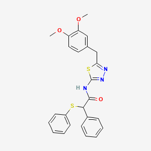 molecular formula C25H23N3O3S2 B4089857 N-{5-[(3,4-DIMETHOXYPHENYL)METHYL]-1,3,4-THIADIAZOL-2-YL}-2-PHENYL-2-(PHENYLSULFANYL)ACETAMIDE 