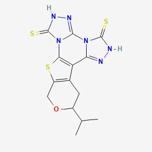 molecular formula C14H14N6OS3 B4089867 15-propan-2-yl-16-oxa-19-thia-2,4,5,7,9,10-hexazapentacyclo[10.7.0.02,6.07,11.013,18]nonadeca-1(12),5,10,13(18)-tetraene-3,8-dithione 