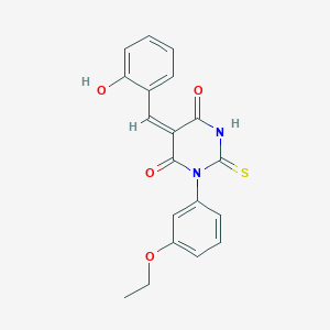 molecular formula C19H16N2O4S B408988 (5E)-1-(3-ethoxyphenyl)-5-[(2-hydroxyphenyl)methylidene]-2-sulfanylidene-1,3-diazinane-4,6-dione 