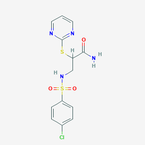 3-[(4-Chlorophenyl)sulfonylamino]-2-pyrimidin-2-ylsulfanylpropanamide