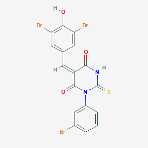 molecular formula C17H9Br3N2O3S B408989 1-(3-bromophenyl)-5-(3,5-dibromo-4-hydroxybenzylidene)-2-thioxodihydro-4,6(1H,5H)-pyrimidinedione 