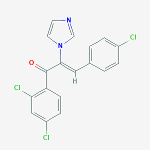 molecular formula C18H11Cl3N2O B040899 2-Propen-1-one,  3-(4-chlorophenyl)-1-(2,4-dichlorophenyl)-2-(1H-imidazol-1-yl)-,  (Z)-  (9CI) CAS No. 120758-61-4