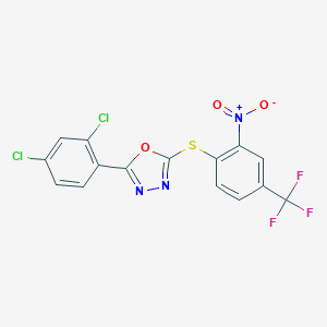 2-(2,4-Dichlorophenyl)-5-{[2-nitro-4-(trifluoromethyl)phenyl]sulfanyl}-1,3,4-oxadiazole