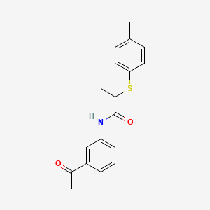 molecular formula C18H19NO2S B4089931 N-(3-acetylphenyl)-2-[(4-methylphenyl)sulfanyl]propanamide 