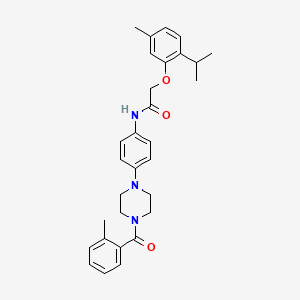 molecular formula C30H35N3O3 B4089948 2-(2-isopropyl-5-methylphenoxy)-N-{4-[4-(2-methylbenzoyl)-1-piperazinyl]phenyl}acetamide 