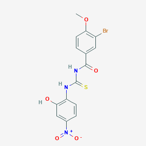 molecular formula C15H12BrN3O5S B4089957 3-bromo-N-[(2-hydroxy-4-nitrophenyl)carbamothioyl]-4-methoxybenzamide 