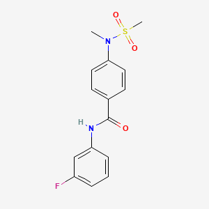 molecular formula C15H15FN2O3S B4089994 N-(3-fluorophenyl)-4-[methyl(methylsulfonyl)amino]benzamide 