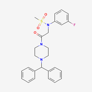 molecular formula C26H28FN3O3S B4090015 N-{2-[4-(diphenylmethyl)piperazin-1-yl]-2-oxoethyl}-N-(3-fluorophenyl)methanesulfonamide 