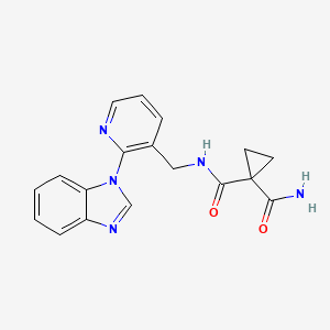 molecular formula C18H17N5O2 B4090070 N~1~-{[2-(1H-benzimidazol-1-yl)-3-pyridinyl]methyl}-1,1-cyclopropanedicarboxamide 