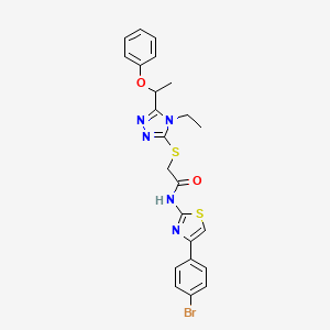 molecular formula C23H22BrN5O2S2 B4090143 N-[4-(4-bromophenyl)-1,3-thiazol-2-yl]-2-{[4-ethyl-5-(1-phenoxyethyl)-4H-1,2,4-triazol-3-yl]sulfanyl}acetamide 