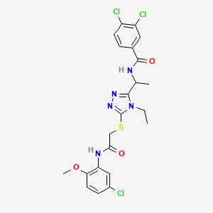 3,4-dichloro-N-[1-[5-[2-(5-chloro-2-methoxyanilino)-2-oxoethyl]sulfanyl-4-ethyl-1,2,4-triazol-3-yl]ethyl]benzamide