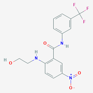 molecular formula C16H14F3N3O4 B4090199 2-(2-hydroxyethylamino)-5-nitro-N-[3-(trifluoromethyl)phenyl]benzamide 