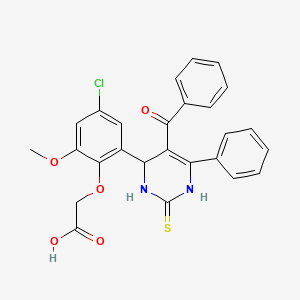 [2-(5-benzoyl-6-phenyl-2-thioxo-1,2,3,4-tetrahydro-4-pyrimidinyl)-4-chloro-6-methoxyphenoxy]acetic acid