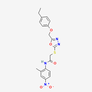 2-[[5-[(4-ethylphenoxy)methyl]-1,3,4-oxadiazol-2-yl]sulfanyl]-N-(2-methyl-4-nitrophenyl)acetamide