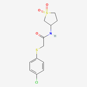 molecular formula C12H14ClNO3S2 B4090233 2-[(4-chlorophenyl)thio]-N-(1,1-dioxidotetrahydro-3-thienyl)acetamide 