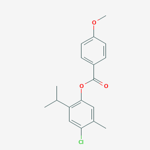 molecular formula C18H19ClO3 B409030 4-Chloro-2-isopropyl-5-methylphenyl 4-methoxybenzoate 