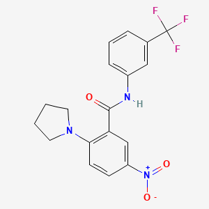 molecular formula C18H16F3N3O3 B4090318 5-nitro-2-pyrrolidin-1-yl-N-[3-(trifluoromethyl)phenyl]benzamide 